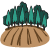 畑と木々のイラスト