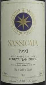 1993年 サッシカイア テヌータ・サン・グゥイードSASSICAIA TENUTA SAN