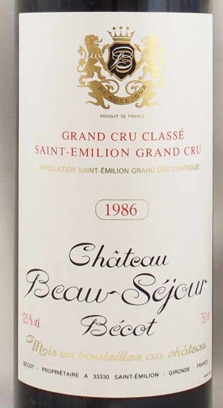 完売】1986年 シャトー ボーセジュール ベコ CHATEAU BEAU SEJOUR BECOT