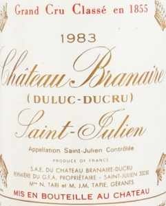 1983年 シャトー ブラネール デュクリュ CHATEAU BRANAIRE DUCRU の