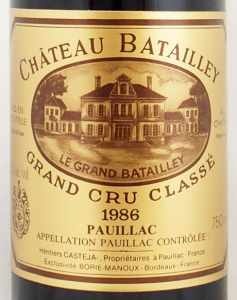 1986年シャトー　バタイィ CHATEAU BATAILLEY
