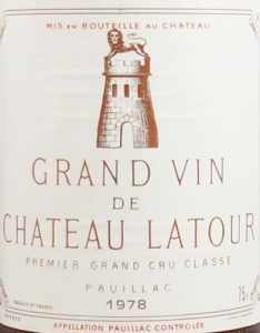 1978年 シャトー ラトゥール CHATEAU LATOUR の販売[ヴィンテージ