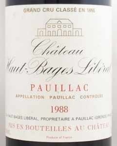 1988年シャトー　オー　バージュ　リベラル CHATEAU HAUT BAGES LIBERAL