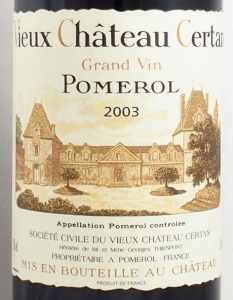 2003年 ヴュー シャトー セルタン VIEUX CHATEAU CERTAN の販売