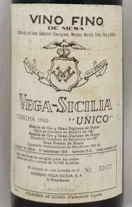 1960年 ウニコ ボデガス・ベガ・シシリアUNICO VEGA SICILIAの販売