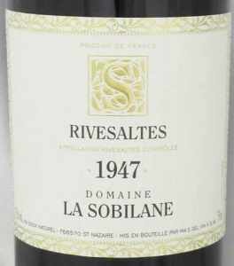 1947年 リヴザルト ドメーヌ・ラ・ソビレーヌRIVESALTES DOMAINE LA