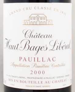 2000年シャトー オー バージュ リベラル CHATEAU HAUT BAGES LIBERAL