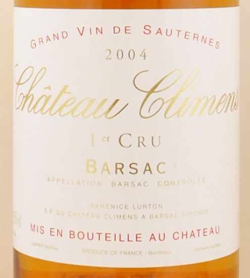 2004年 シャトー クリマン CHATEAU CLIMENS の販売[ヴィンテージワイン