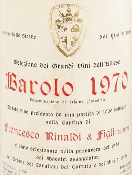 1970年 バローロ カヴァリエーリ デル タルトゥーフォ フランチェスコ リナルディbarolo Cavalieri Del Tartufo Francesco Rinaldiの販売 ヴィンテージワイン専門店のnengou Wine Com