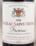1998年 シャトー　サン　ニコラ CHATEAU SAINT NICOLAS