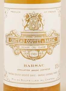 1981年 シャトー クーテ ハーフサイズ CHATEAU COUTET HALF SIZE