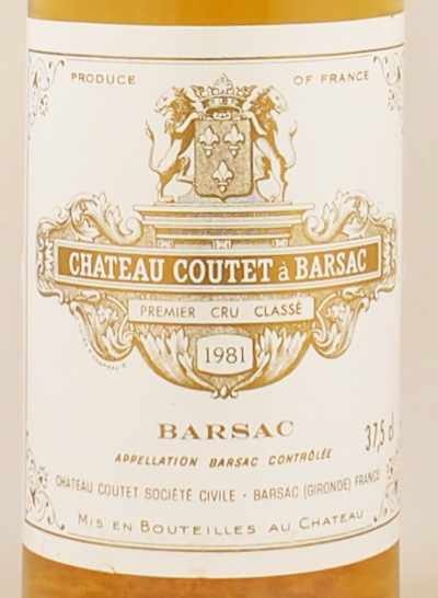 1981年 シャトー クーテ ハーフサイズ CHATEAU COUTET HALF SIZE 1981年 シャトー クーテ ハーフサイズ CHATEAU COUTET HALF SIZE