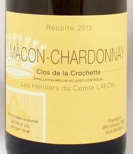 2015年マコン シャルドネ クロ ド ラ クロシェット MACON CHARDONNAY CLOS DE LA CROCHETTE